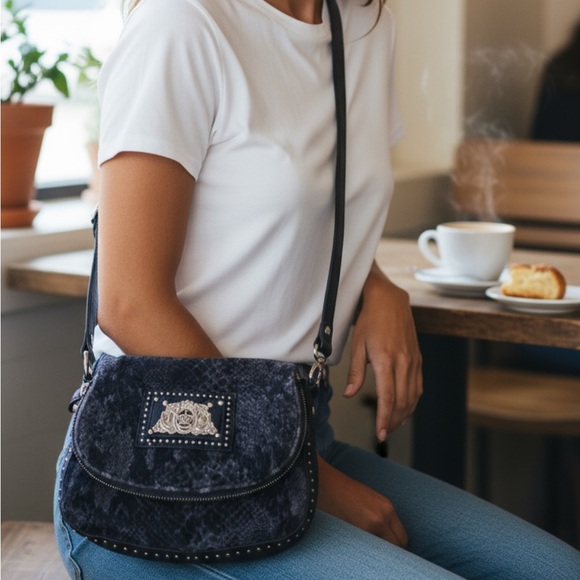 Juicy Couture Handbags - Juicy Couture Crossbody Shoulder Bag  Velour Black and Gray